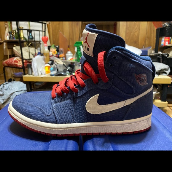 Nike Air Jordan Midnight Blue & Red Canvas - Picture 1 of 5